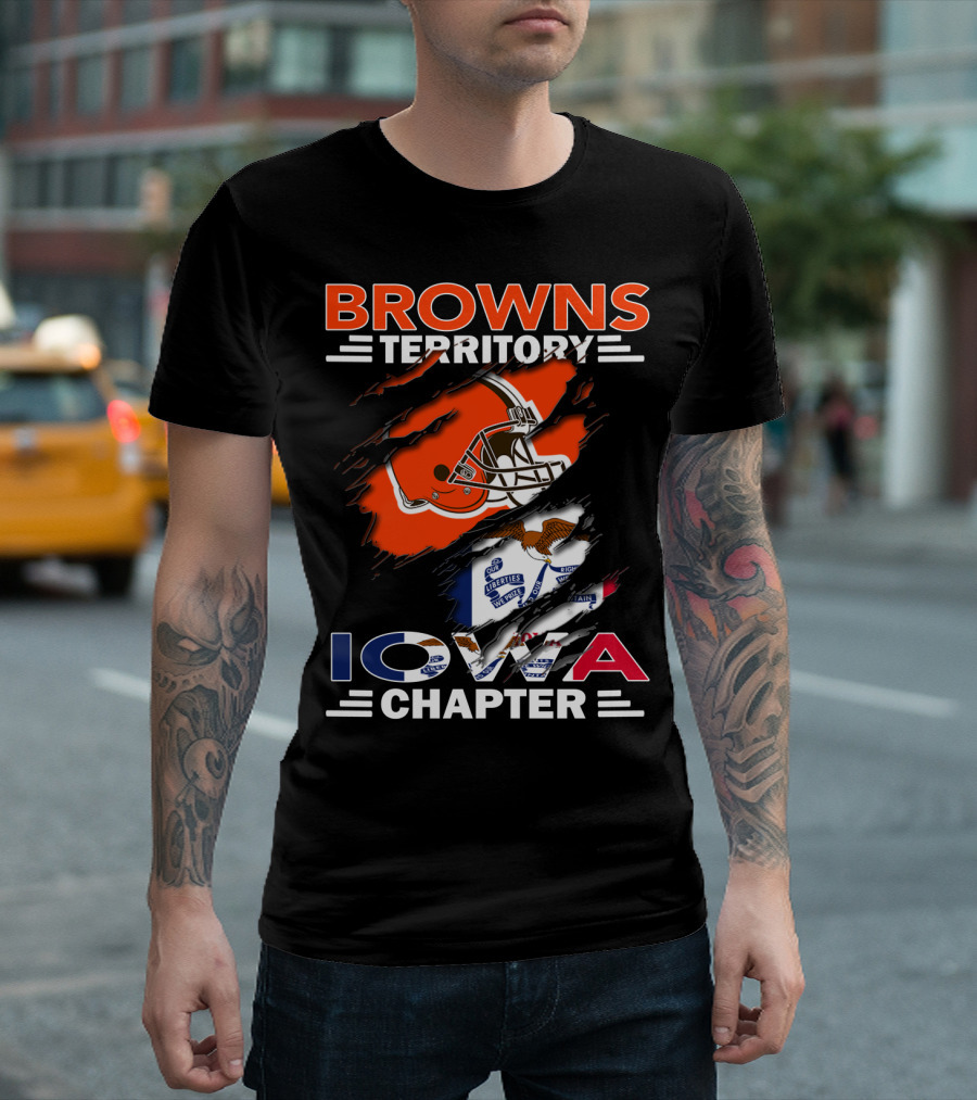 Browns Territory Iowa Chapter Helmet And Flag T-Shirt