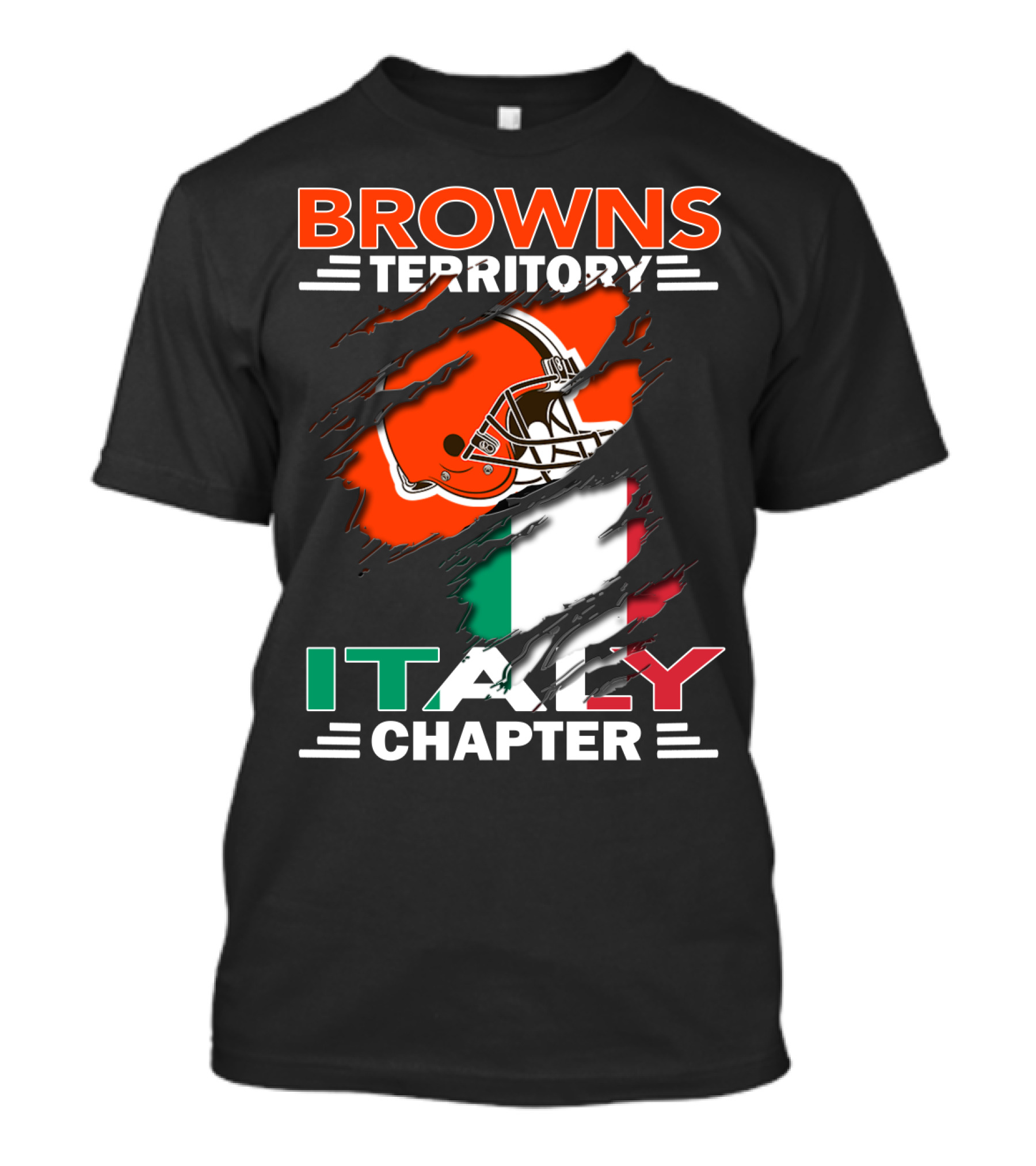 Browns Territory Italy Chapter Cleveland Football Helmet And Italian Flag T-Shirt