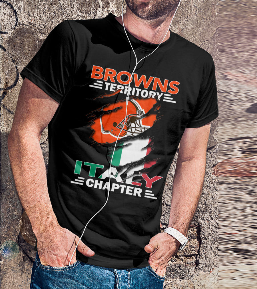 Browns Territory Italy Chapter Cleveland Football Helmet And Italian Flag T-Shirt