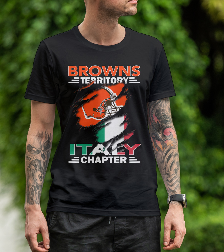 Browns Territory Italy Chapter Cleveland Football Helmet And Italian Flag T-Shirt