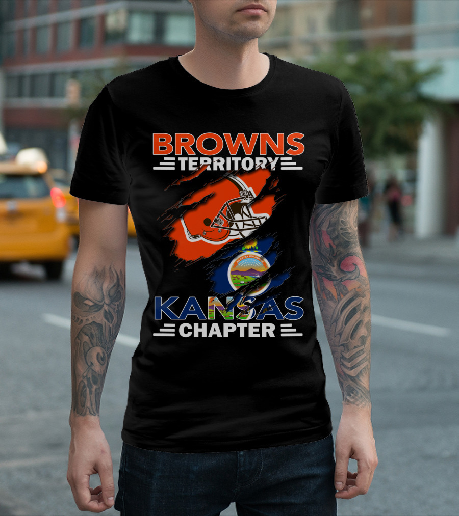 Browns Territory Kansas Chapter Football Helmet And State Seal T-Shirt