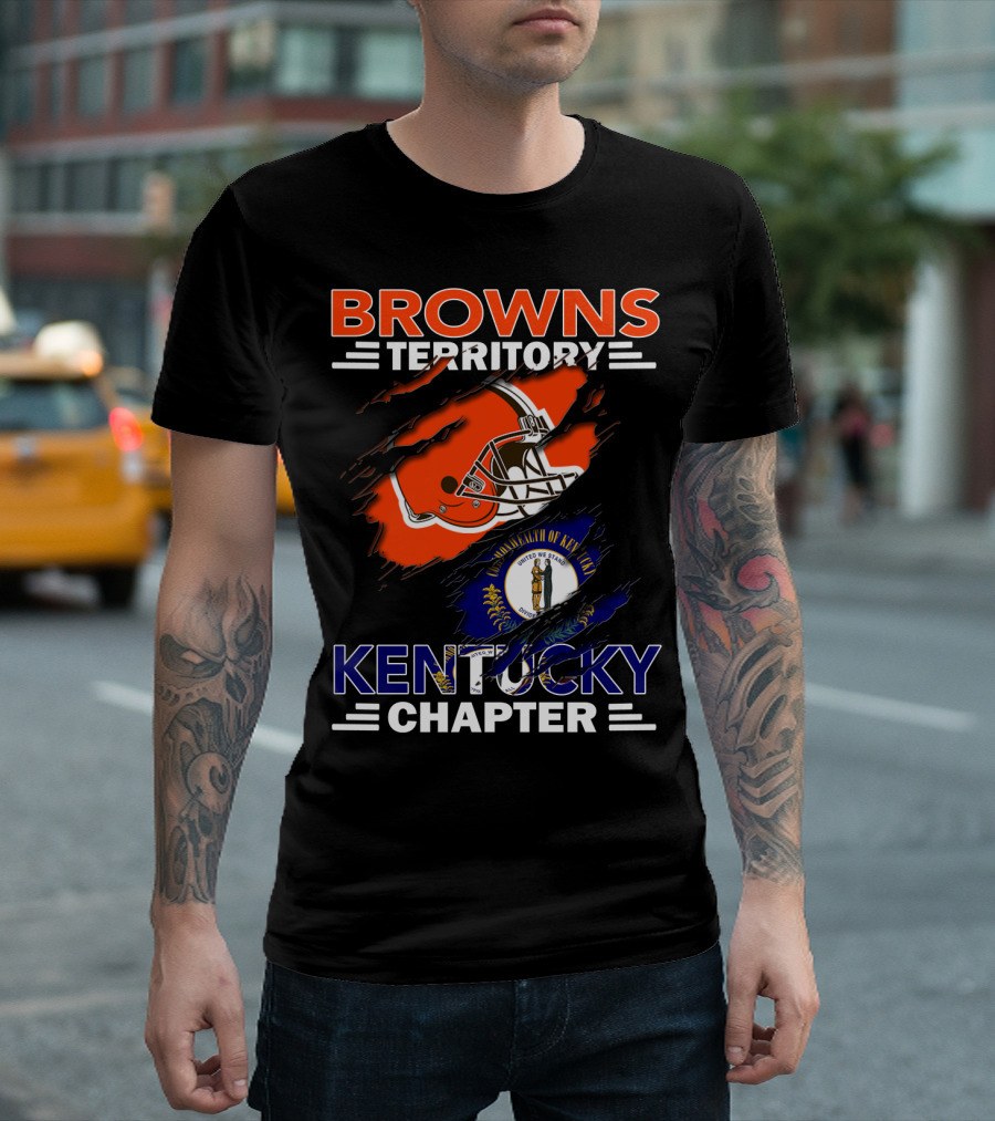 Browns Territory Kentucky Chapter Helmet and State Flag T-Shirt
