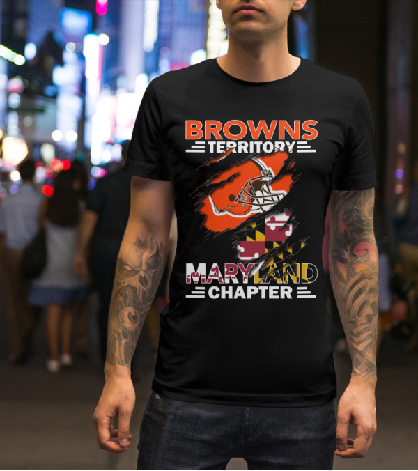 Browns Territory Maryland Chapter Football Helmet Maryland Flag T-Shirt