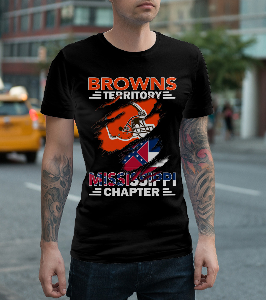 Browns Territory Mississippi Chapter Helmet and Flag T-Shirt