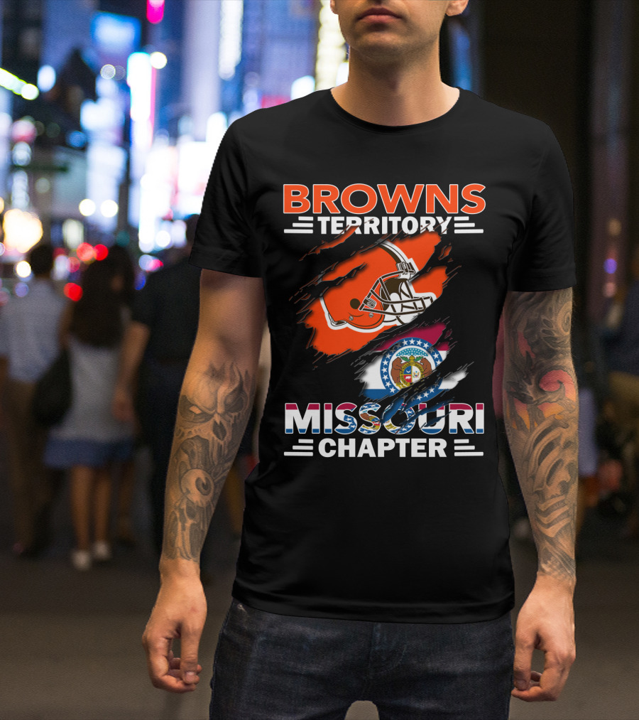 Browns Territory Missouri Chapter Helmet And State Flag T-Shirt