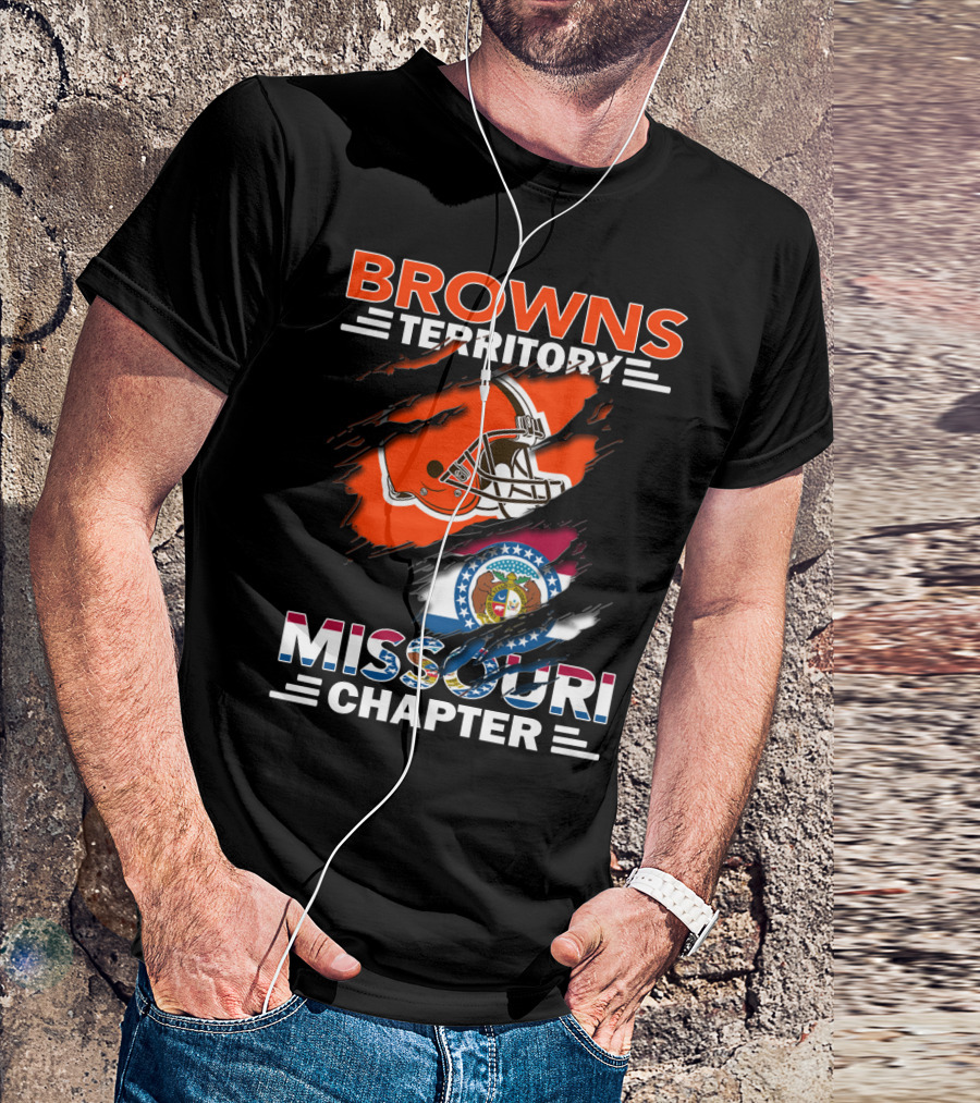 Browns Territory Missouri Chapter Helmet And State Flag T-Shirt