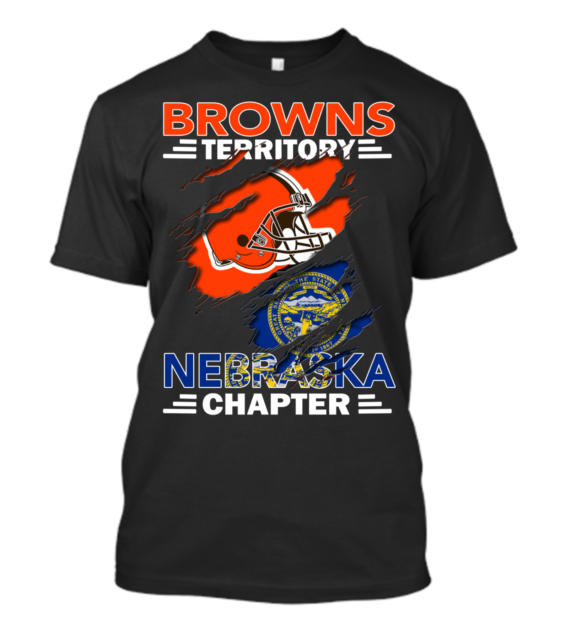 Browns Territory Nebraska Chapter Football Helmet Seal T-Shirt