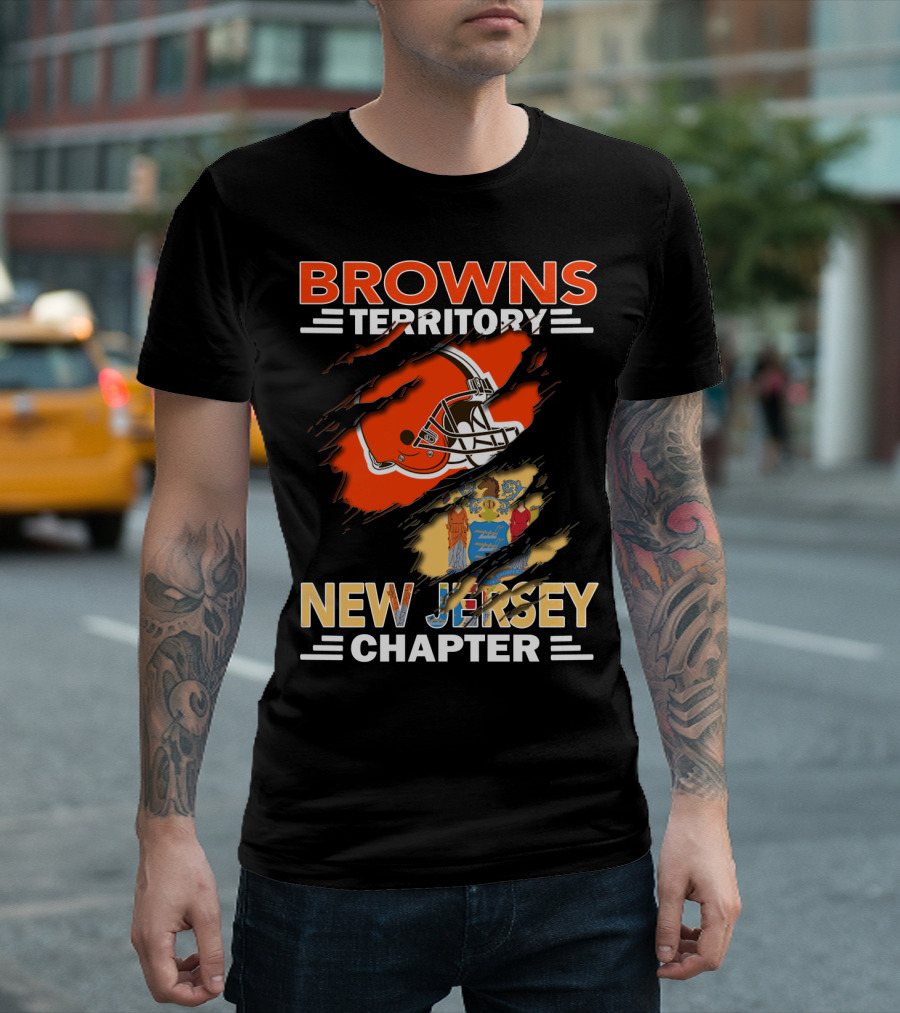 Browns Territory Football Helmet New Jersey Chapter State Flag T-Shirt