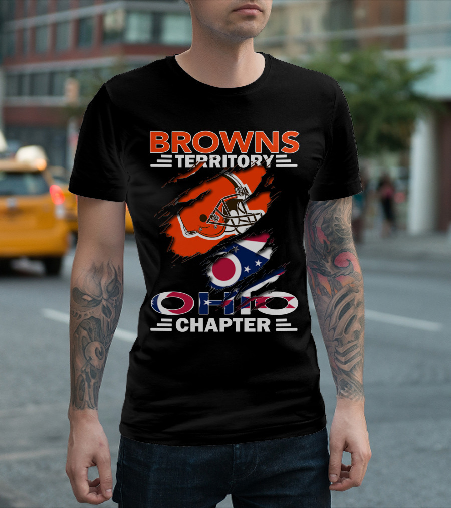 Browns Territory Ohio Chapter Helmet Flag T-Shirt
