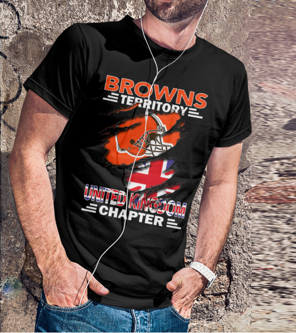 Browns Territory United Kingdom Chapter Football Helmet Union Jack Flag T-Shirt