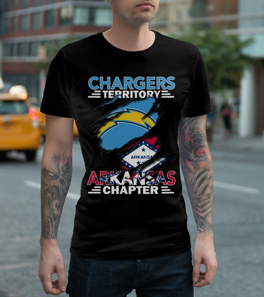 Chargers Territory Arkansas Chapter with Chargers Logo and Arkansas State Flag T-Shirt