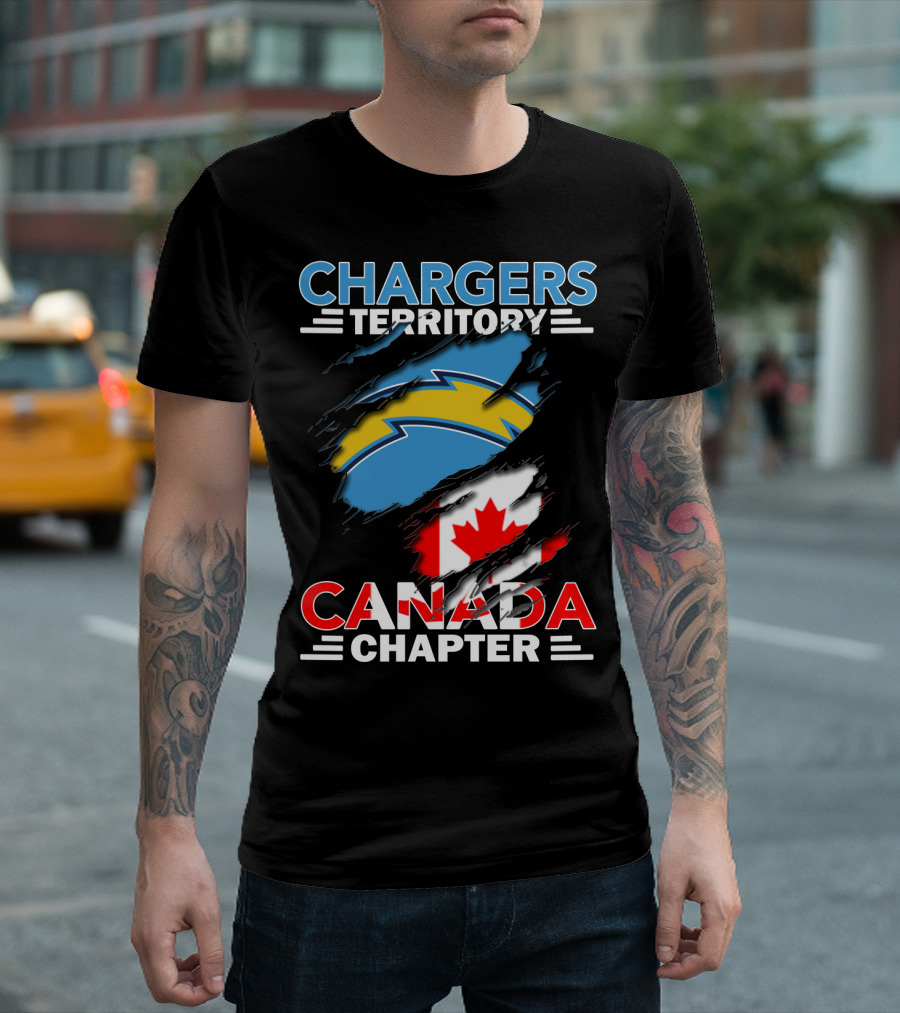 Chargers Territory Canada Chapter Lightning Bolt Canadian Flag T-Shirt