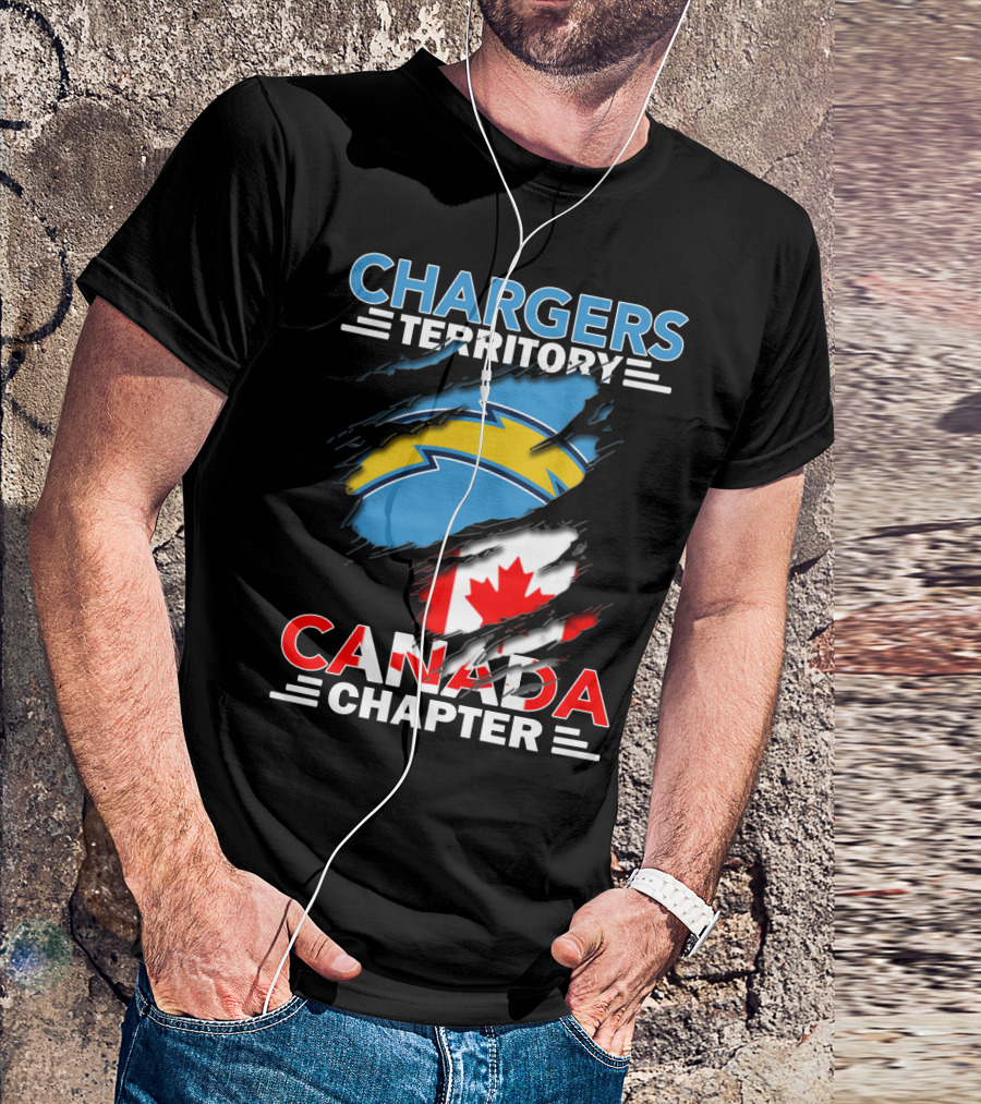 Chargers Territory Canada Chapter Lightning Bolt Canadian Flag T-Shirt