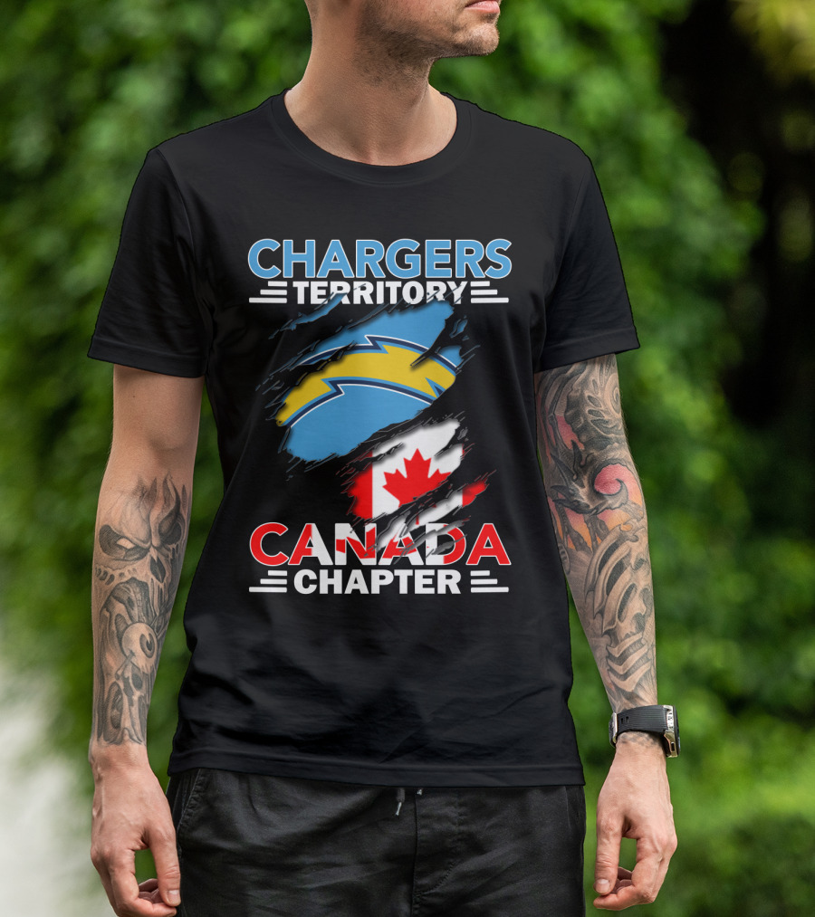 Chargers Territory Canada Chapter Lightning Bolt Canadian Flag T-Shirt