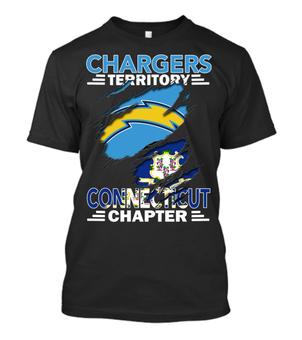 CHARGERS TERRITORY CONNECTICUT CHAPTER Chargers Logo Connecticut State Flag T-Shirt