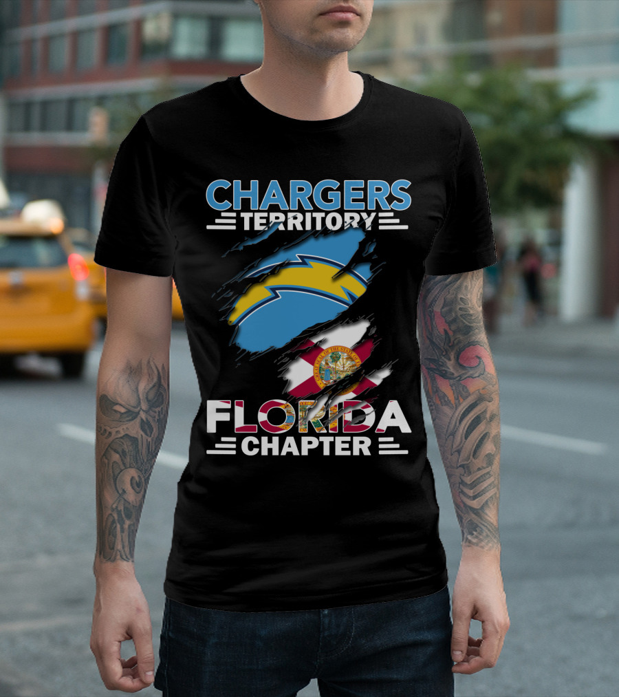 Chargers Territory Florida Chapter Logo with Florida State Flag and Bolt T-Shirt