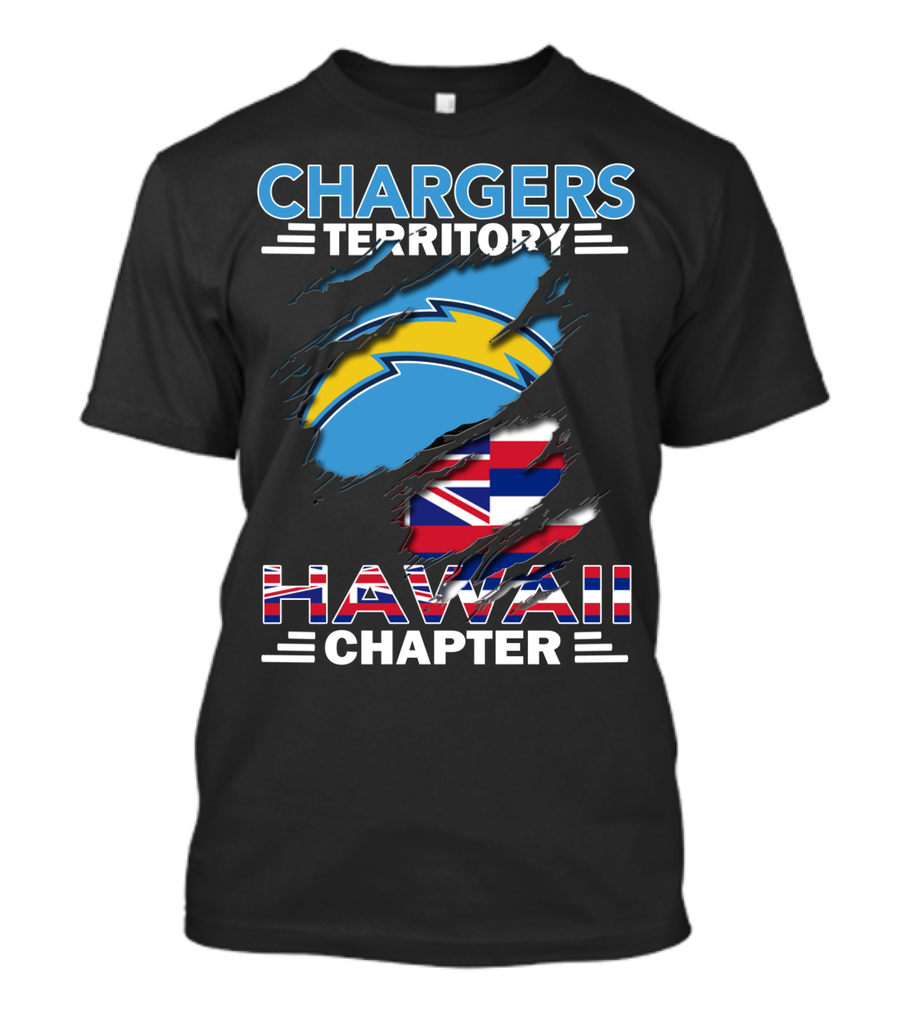 Chargers Territory Hawaii Chapter NFL Team Fan Union Jack Flag T-Shirt