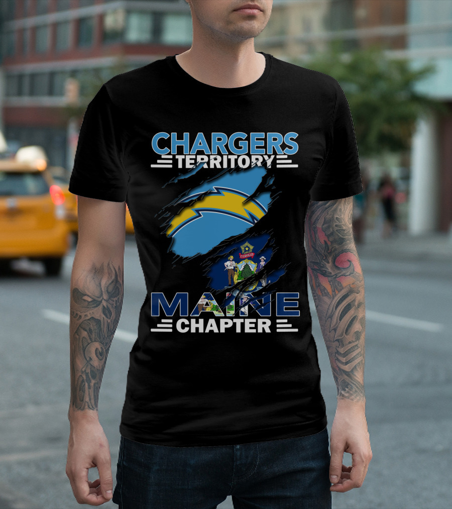Chargers Territory Maine Chapter Logo with State Flag Elements T-Shirt