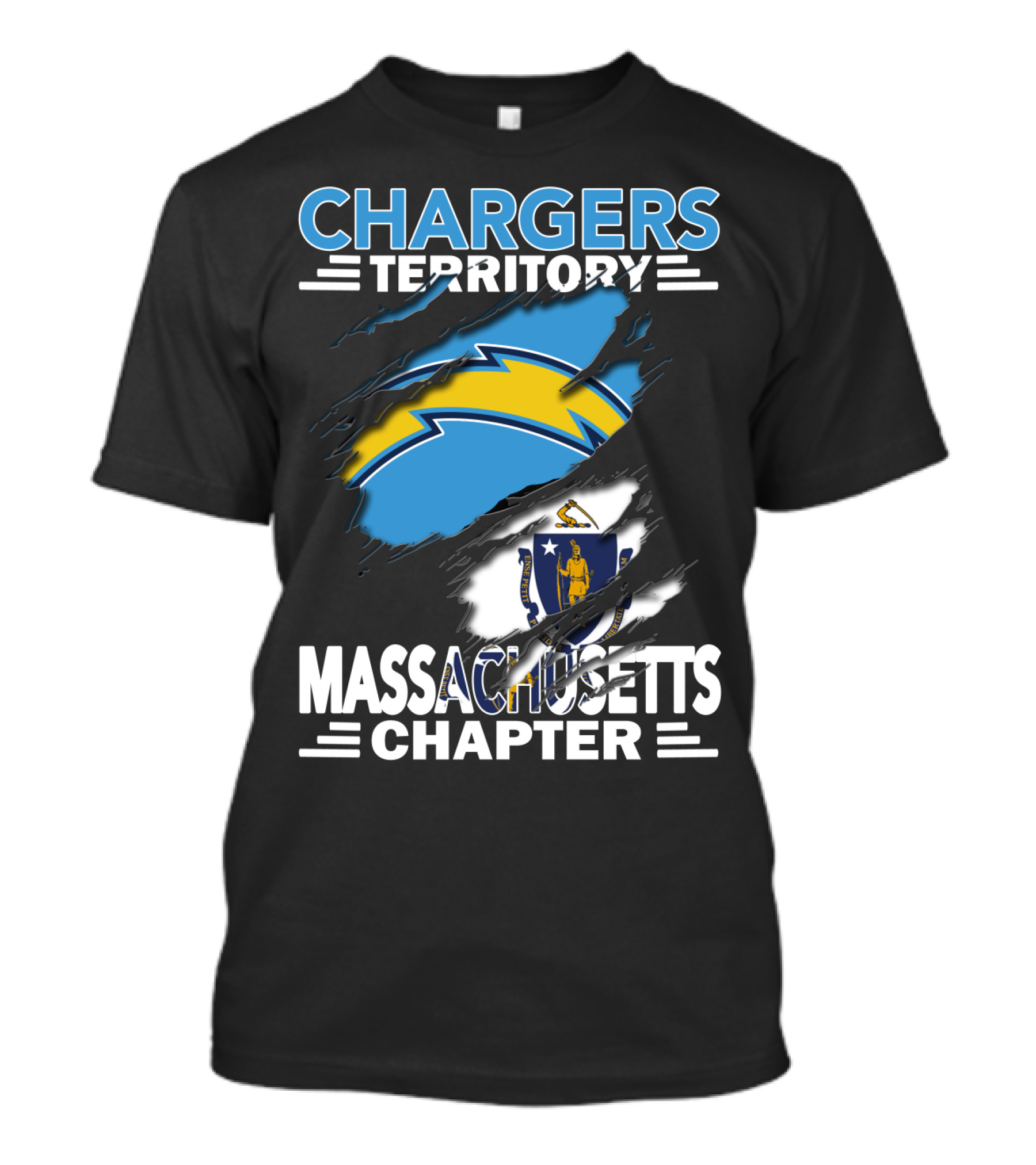 Chargers Territory Massachusetts Chapter Football Fanbase T-Shirt