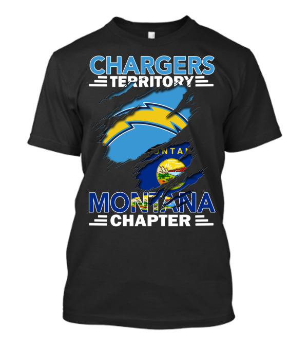 Chargers Territory Montana Chapter Lightning Bolt And State Flag T-Shirt