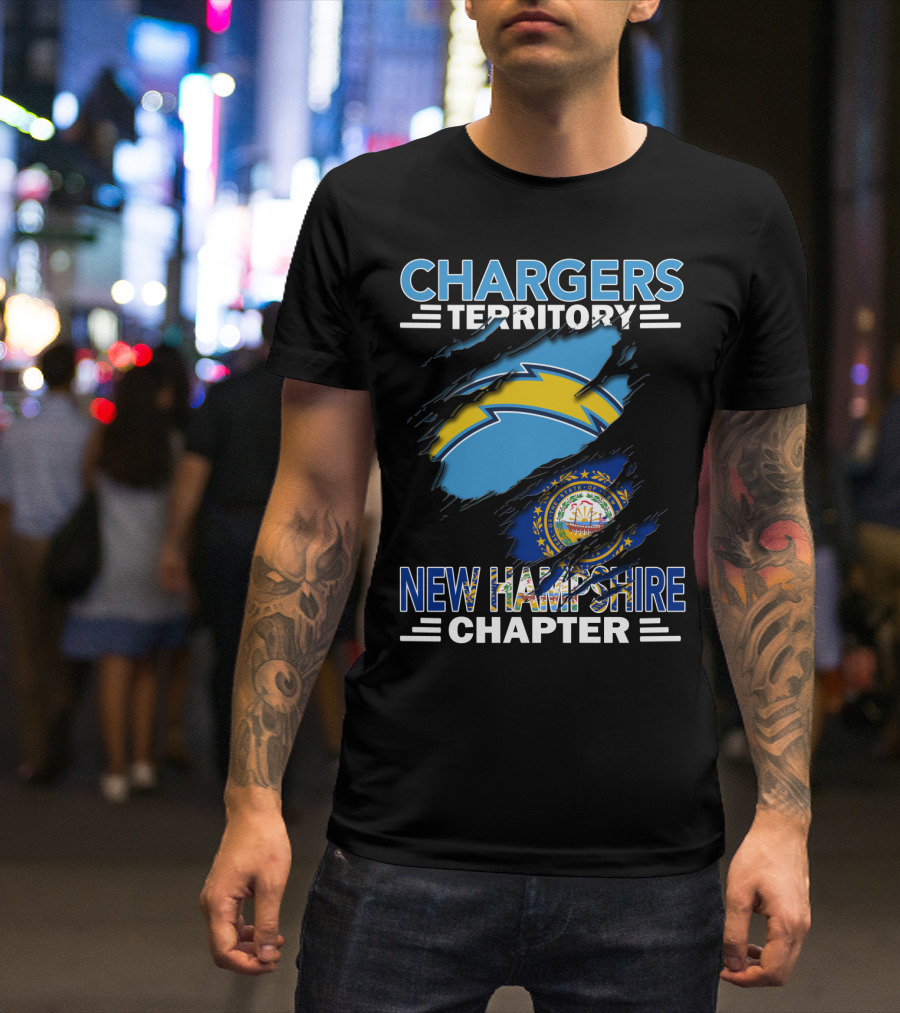 Chargers Territory New Hampshire Chapter State Flag And Lightning Bolt T-Shirt