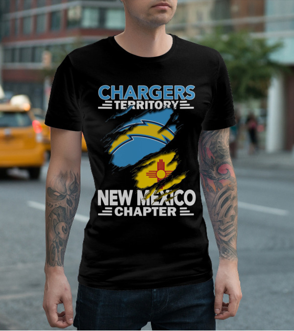 Chargers Territory New Mexico Chapter Torn Flags Zia Symbol Bolt T-Shirt