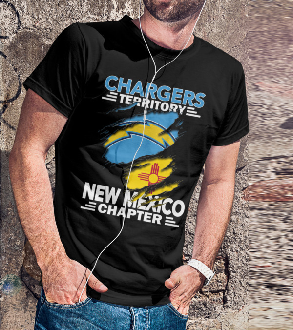 Chargers Territory New Mexico Chapter Torn Flags Zia Symbol Bolt T-Shirt
