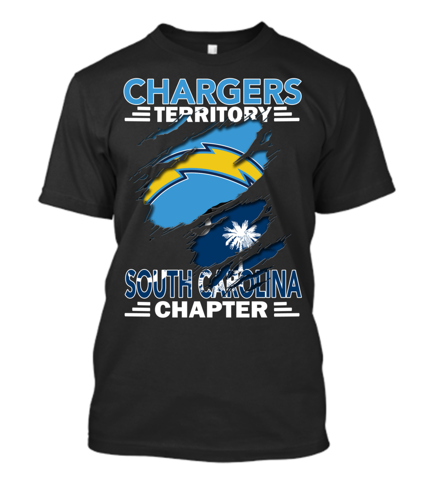 Chargers Territory South Carolina Chapter NFL Football Team Logo And State Flag Combo T-Shirt