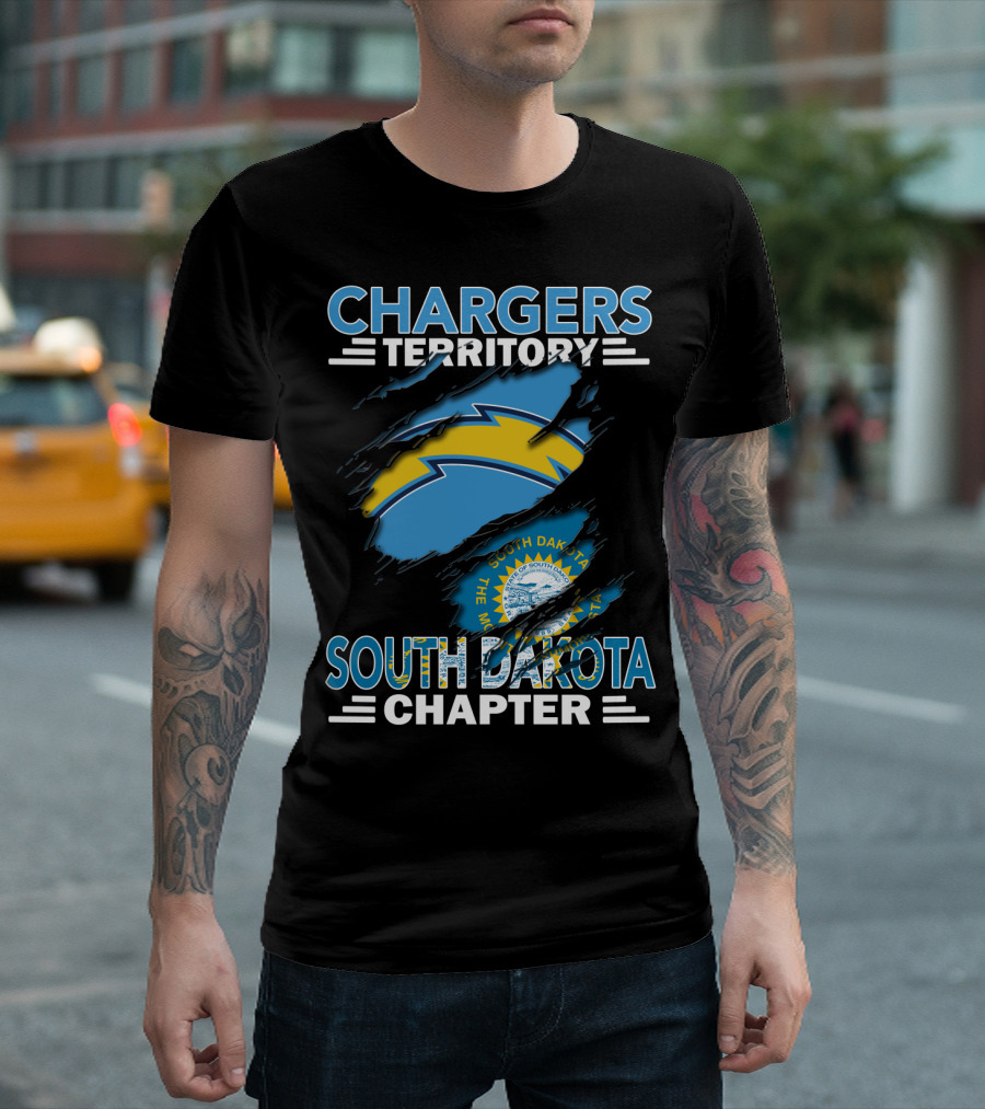 Chargers Territory South Dakota Chapter State Flag Lightning Bolt T-Shirt