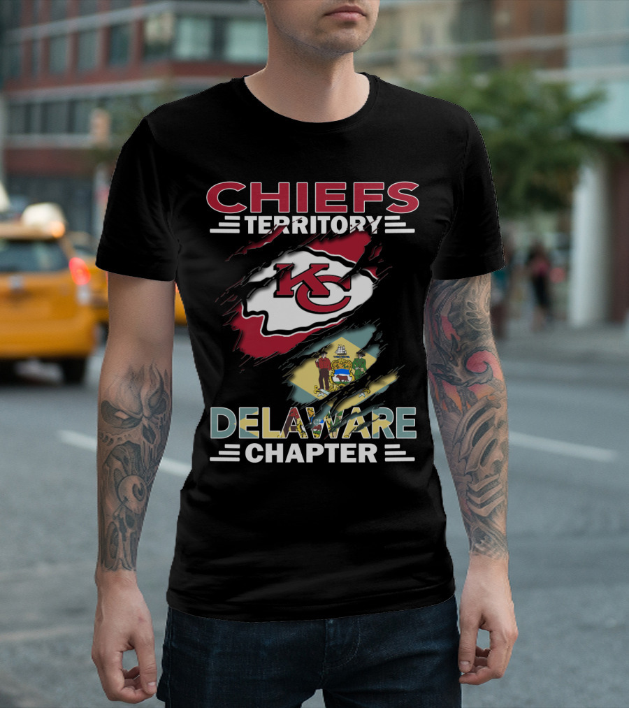 Chiefs Territory Delaware Chapter Kansas City Logo State Flag T-Shirt