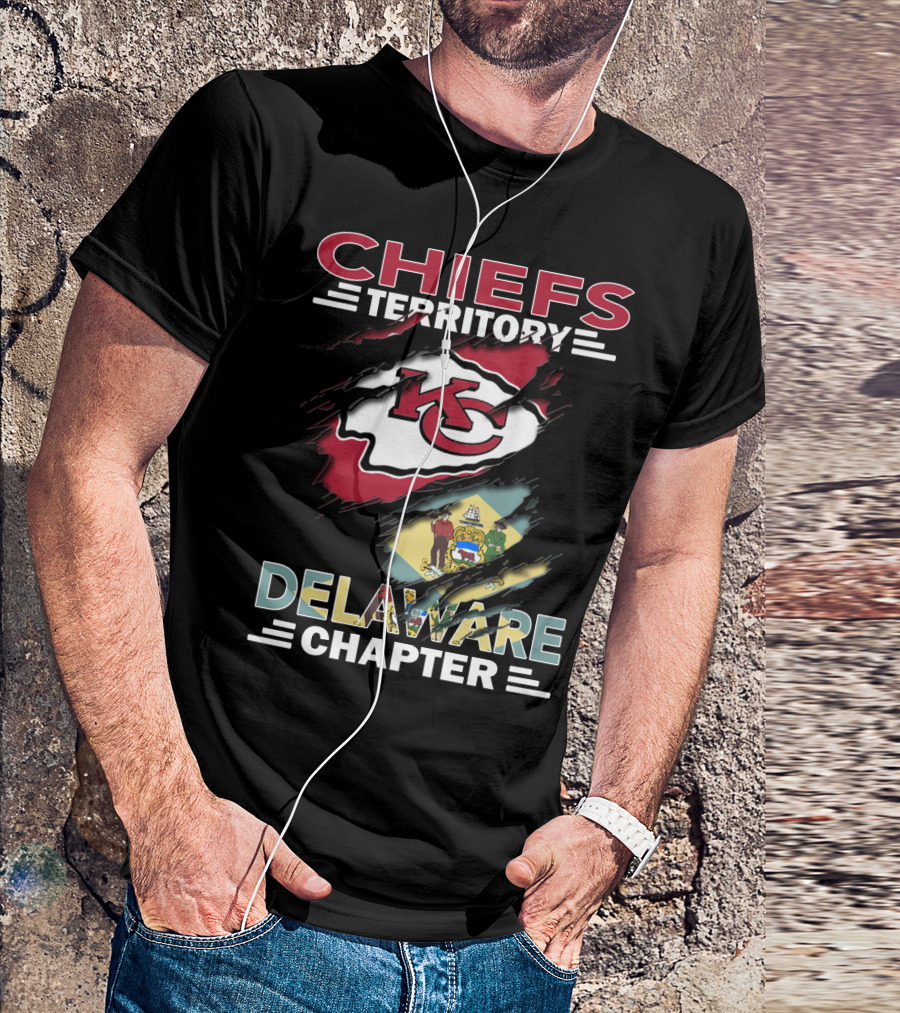 Chiefs Territory Delaware Chapter Kansas City Logo State Flag T-Shirt