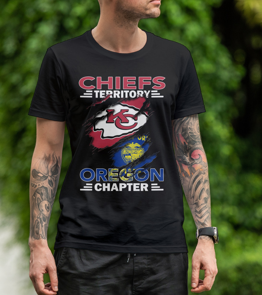Chiefs Territory Oregon Chapter KC Chiefs Logo With Oregon State Flag T-Shirt