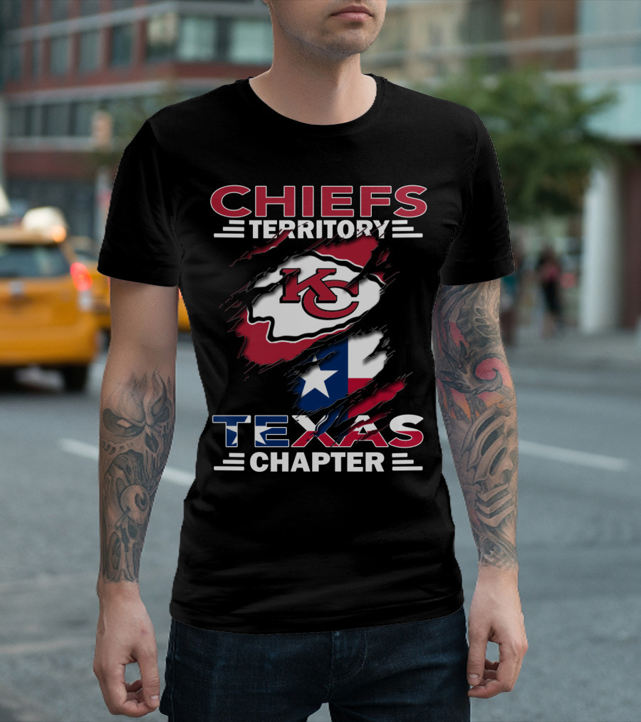 Chiefs Territory KC Logo Over Texas Flag Texas Chapter T-Shirt
