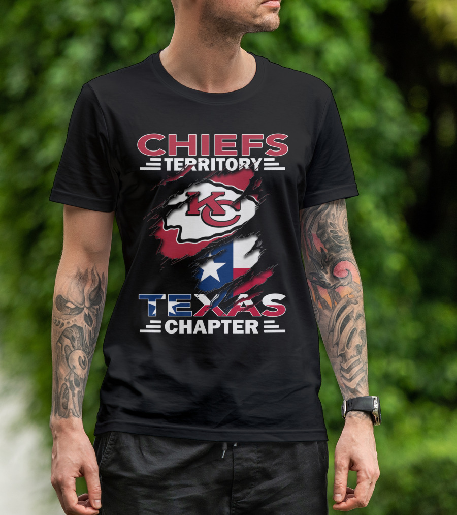 Chiefs Territory KC Logo Over Texas Flag Texas Chapter T-Shirt
