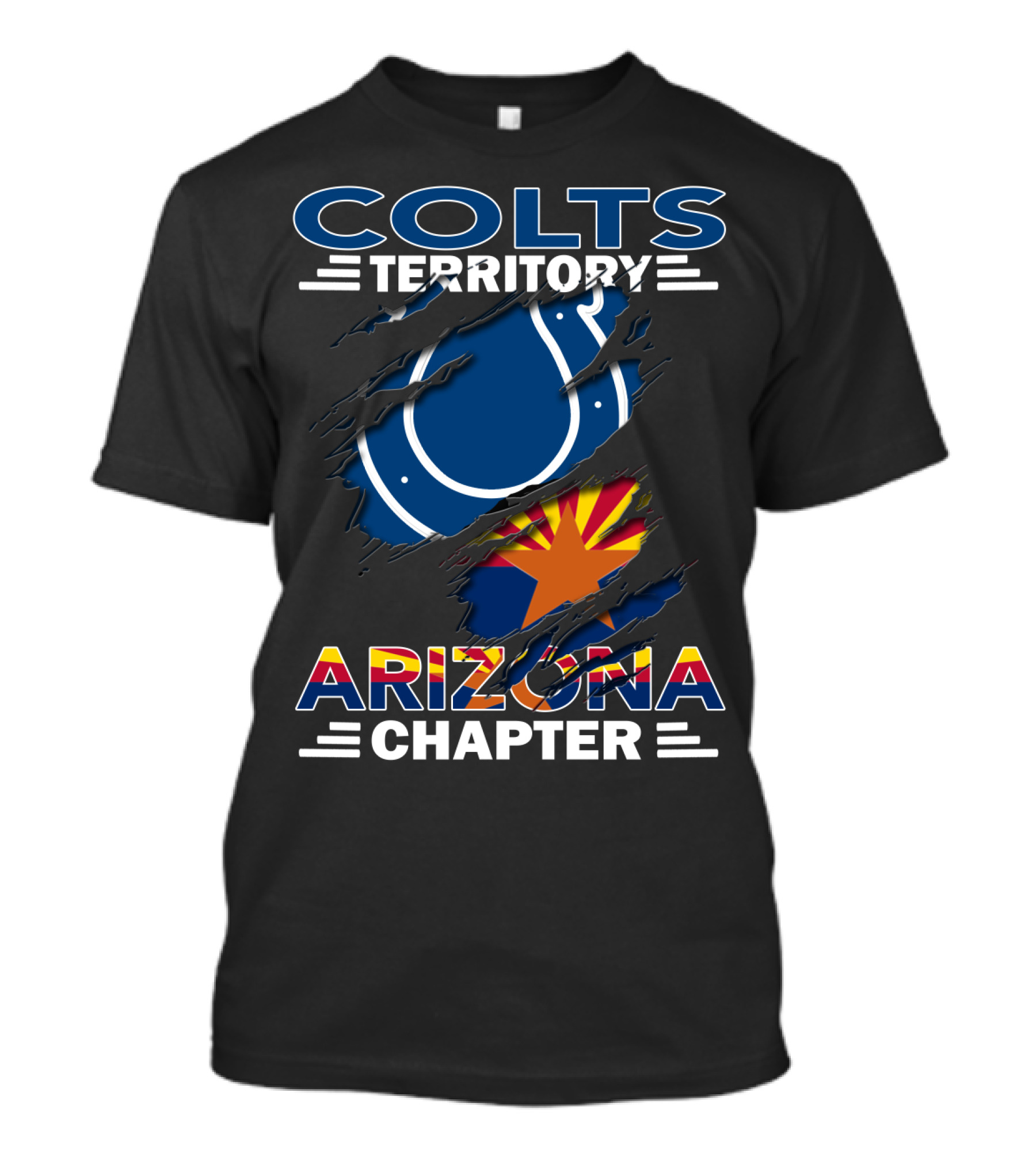 Colts Territory Arizona Chapter Blue Horseshoe And Arizona Flag Integration T-Shirt