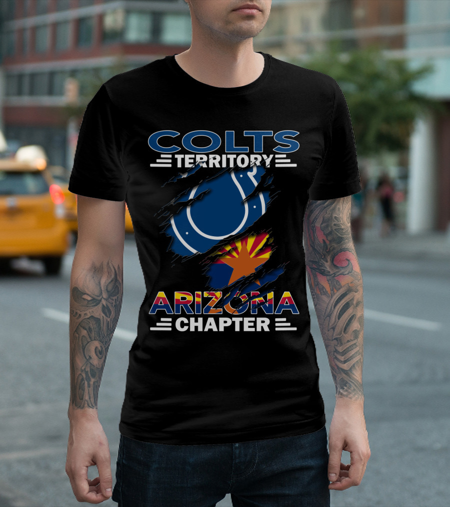 Colts Territory Arizona Chapter Blue Horseshoe and Arizona Flag Integration T-Shirt