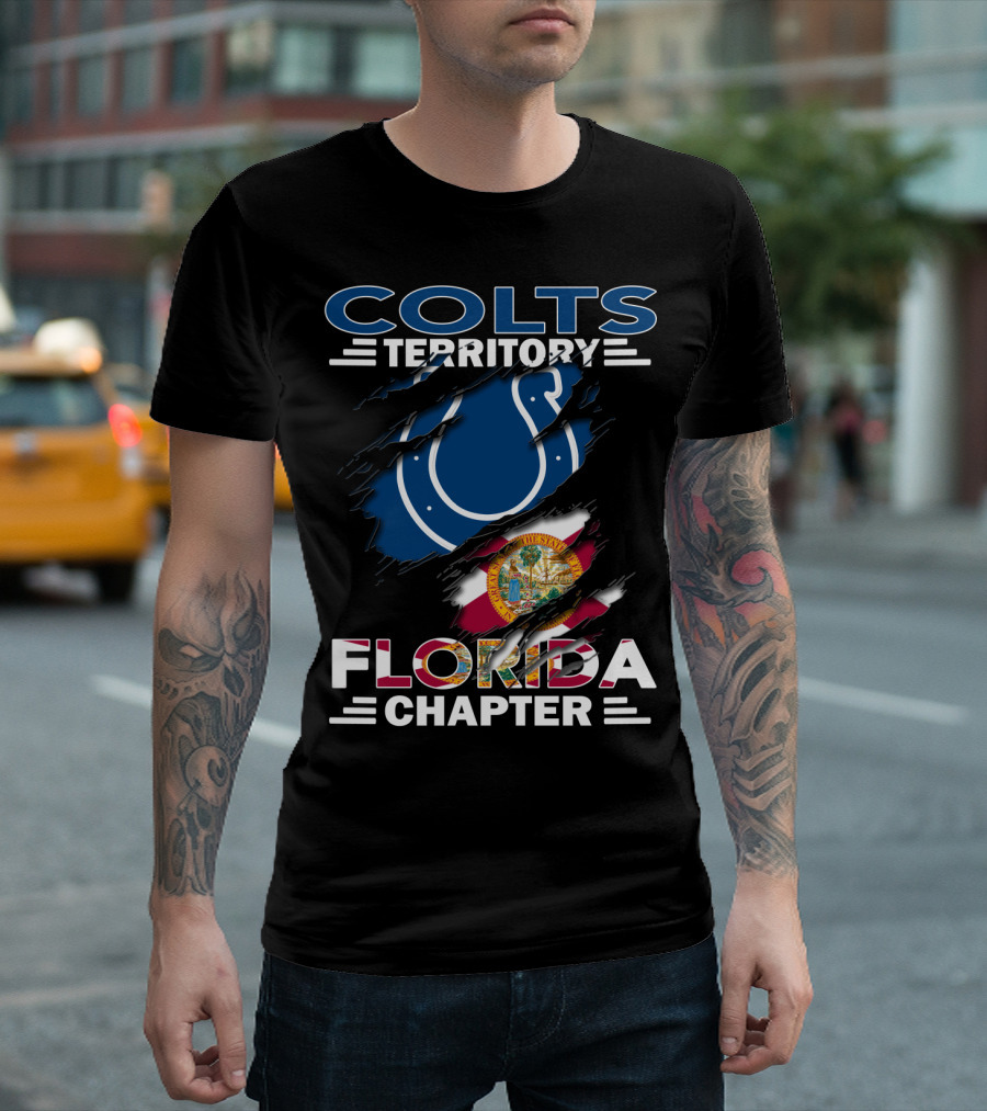 Colts Territory Florida Chapter Blue Horseshoe and State Flag T-Shirt