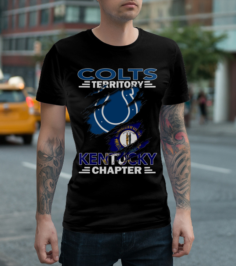 Colts Territory Kentucky Chapter Blue Horse and State Flag Emblem T-Shirt