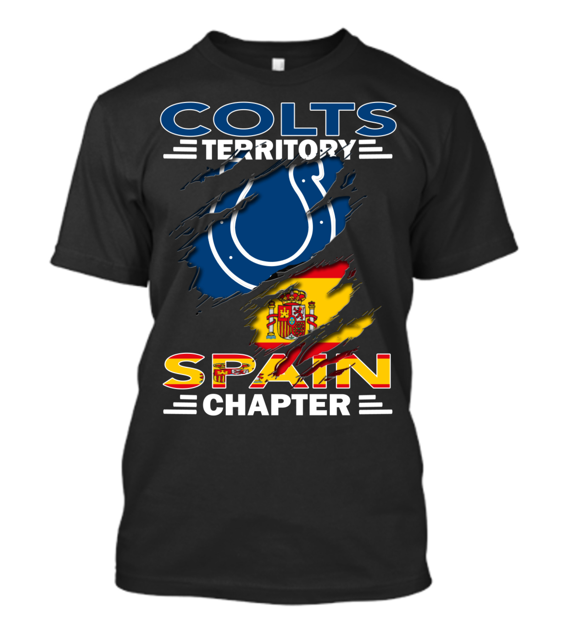 Colts Territory Spain Chapter Colts Logo Spain Flag T-Shirt