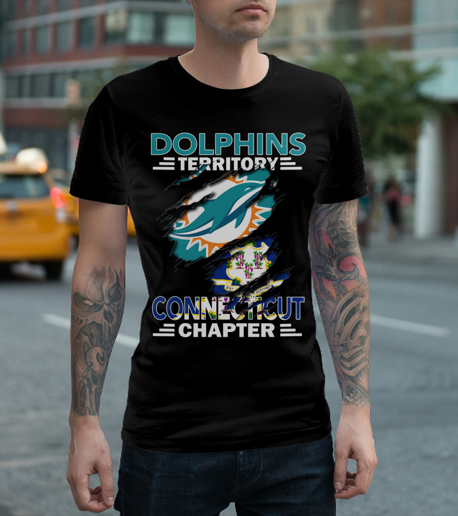 Dolphins Territory Connecticut Chapter Miami Dolphins Connecticut State Emblem T-Shirt