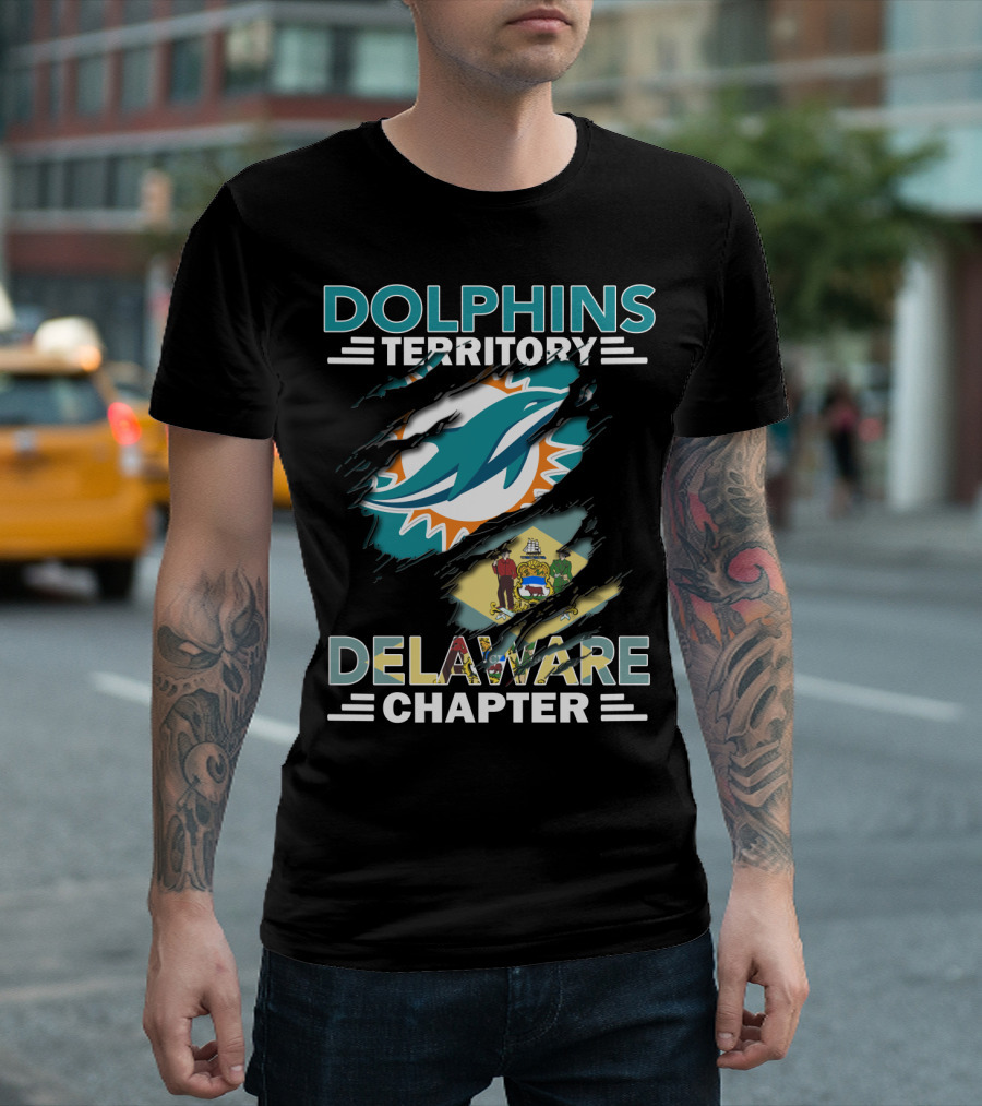Dolphins Territory Delaware Chapter Miami Sports Fan Flag T-Shirt