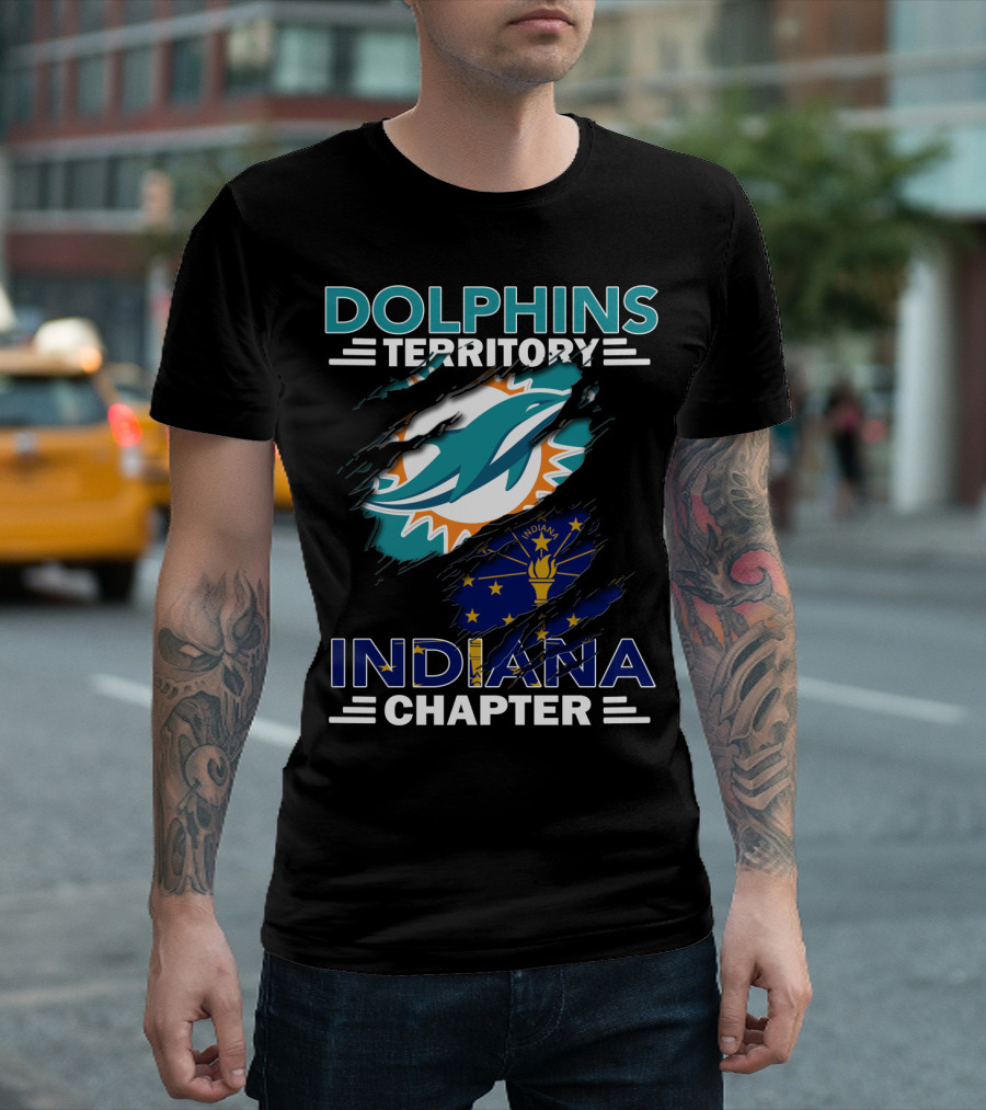 Dolphins Territory Indiana Chapter Miami Logo Indiana Flag Combination T-Shirt
