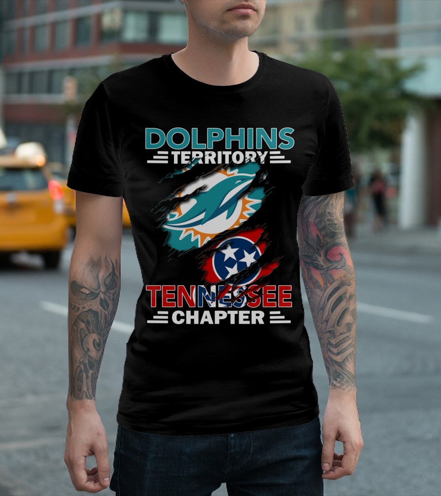 Dolphins Territory Tennessee Chapter Miami Logo And Tennessee Flag T-Shirt