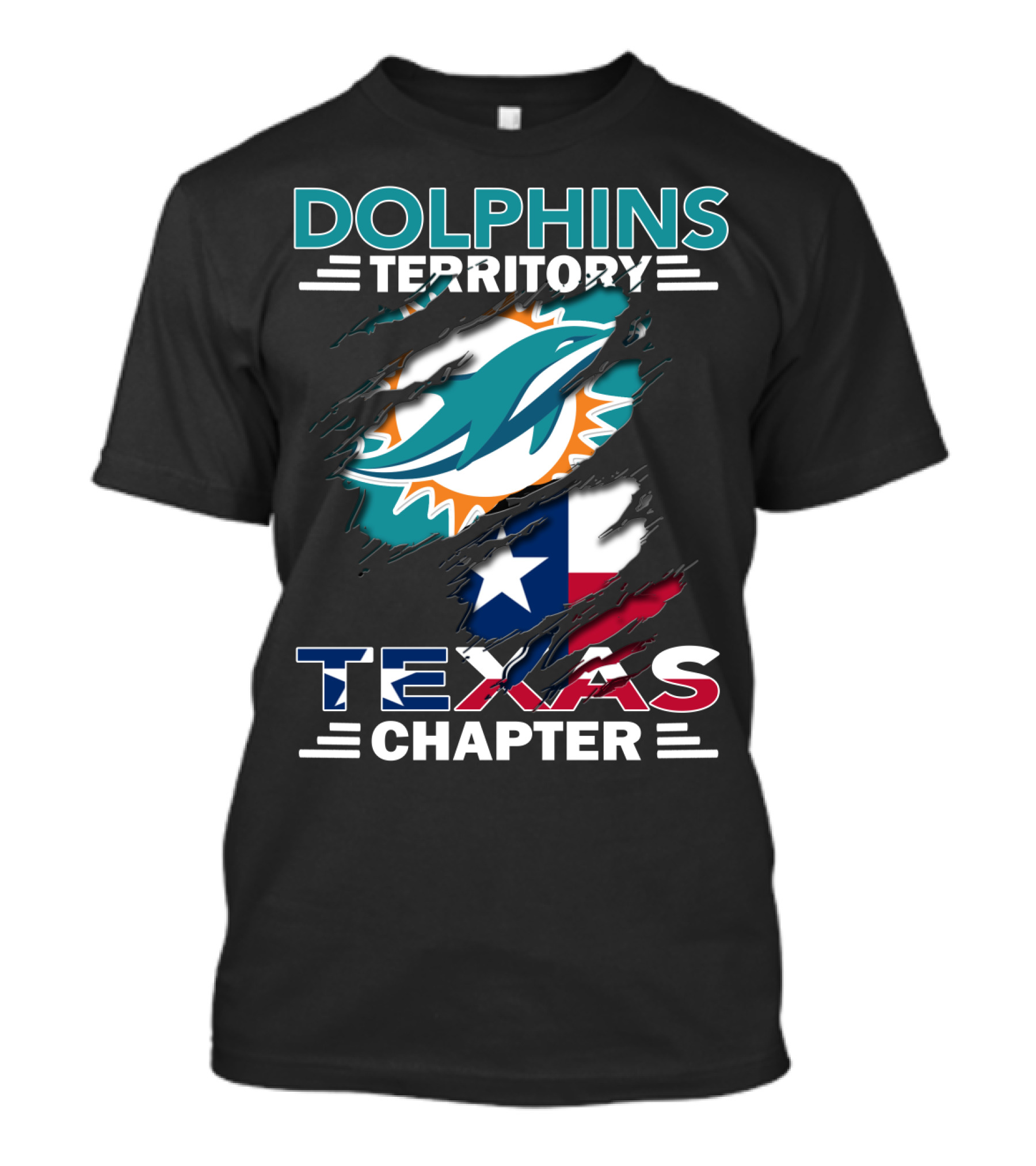 Dolphins Territory Texas Chapter Miami Dolphins Texas Flag T-Shirt