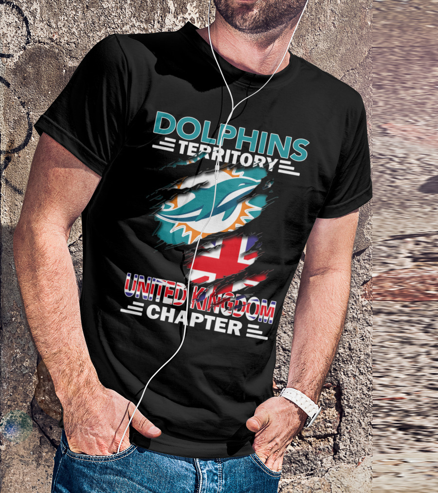 Dolphins Territory United Kingdom Chapter Miami Dolphins Union Jack T-Shirt