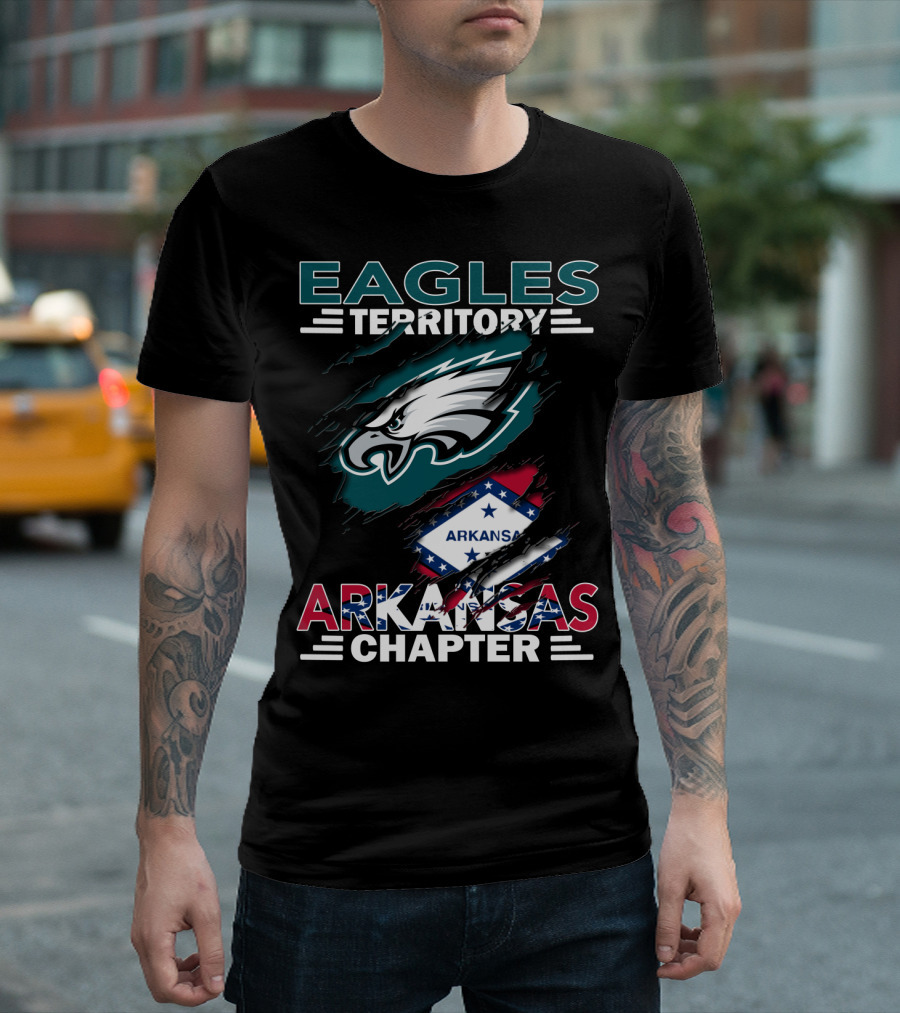 Eagles Territory Arkansas Chapter Philadelphia Logo Razorback Flag T-Shirt