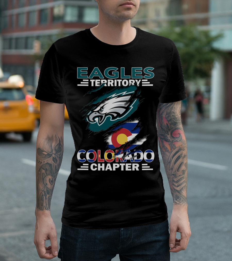 Eagles Territory Colorado Chapter Philadelphia Football Colorado Flag T-Shirt