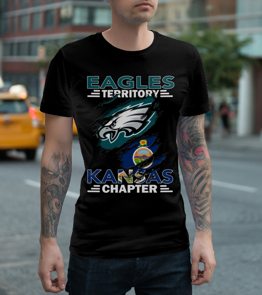 Eagles Territory Kansas Chapter Philadelphia Eagles Kansas State Flag T-Shirt