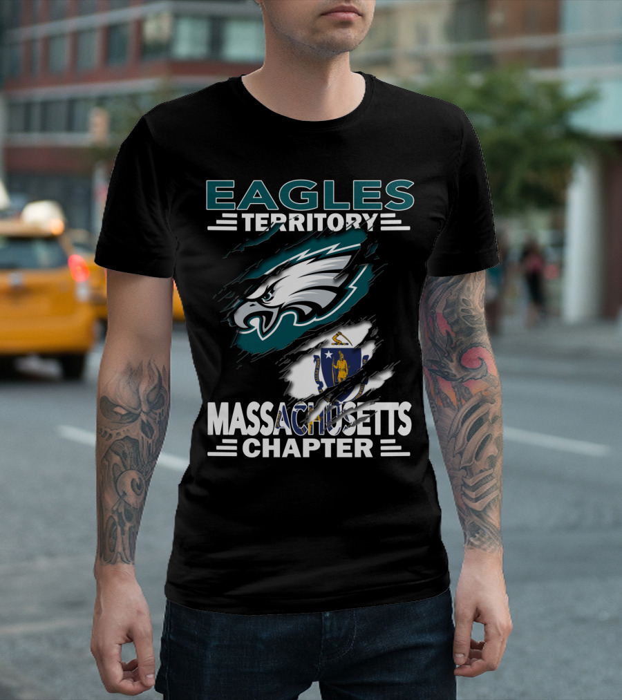 Eagles Territory Massachusetts Chapter Logo With State Flag Integration T-Shirt