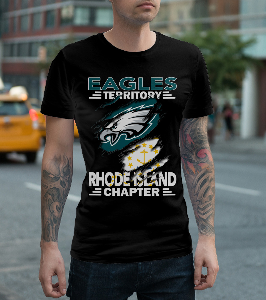 Eagles Territory Rhode Island Chapter Logo With State Flag And Team Insignia T-Shirt